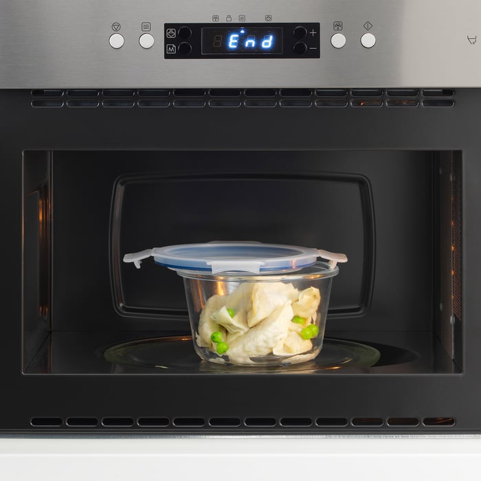 IKEA 365+ food container with lid, round glass/plastic, 600 ml IKEA