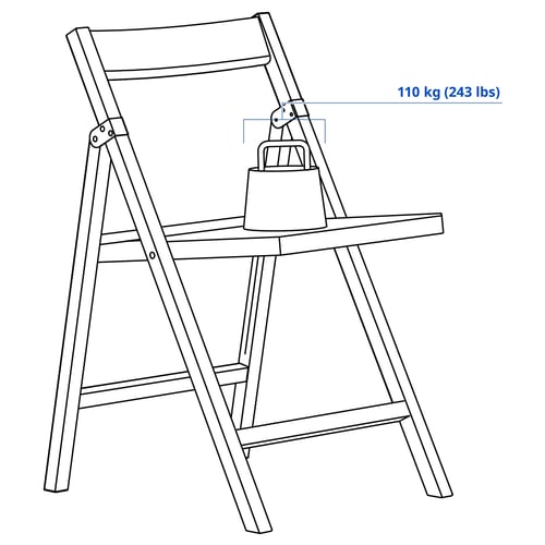 IKEA PS 2026 Table and 2 folding chairs, pine/blue/black red, 70x70 cm