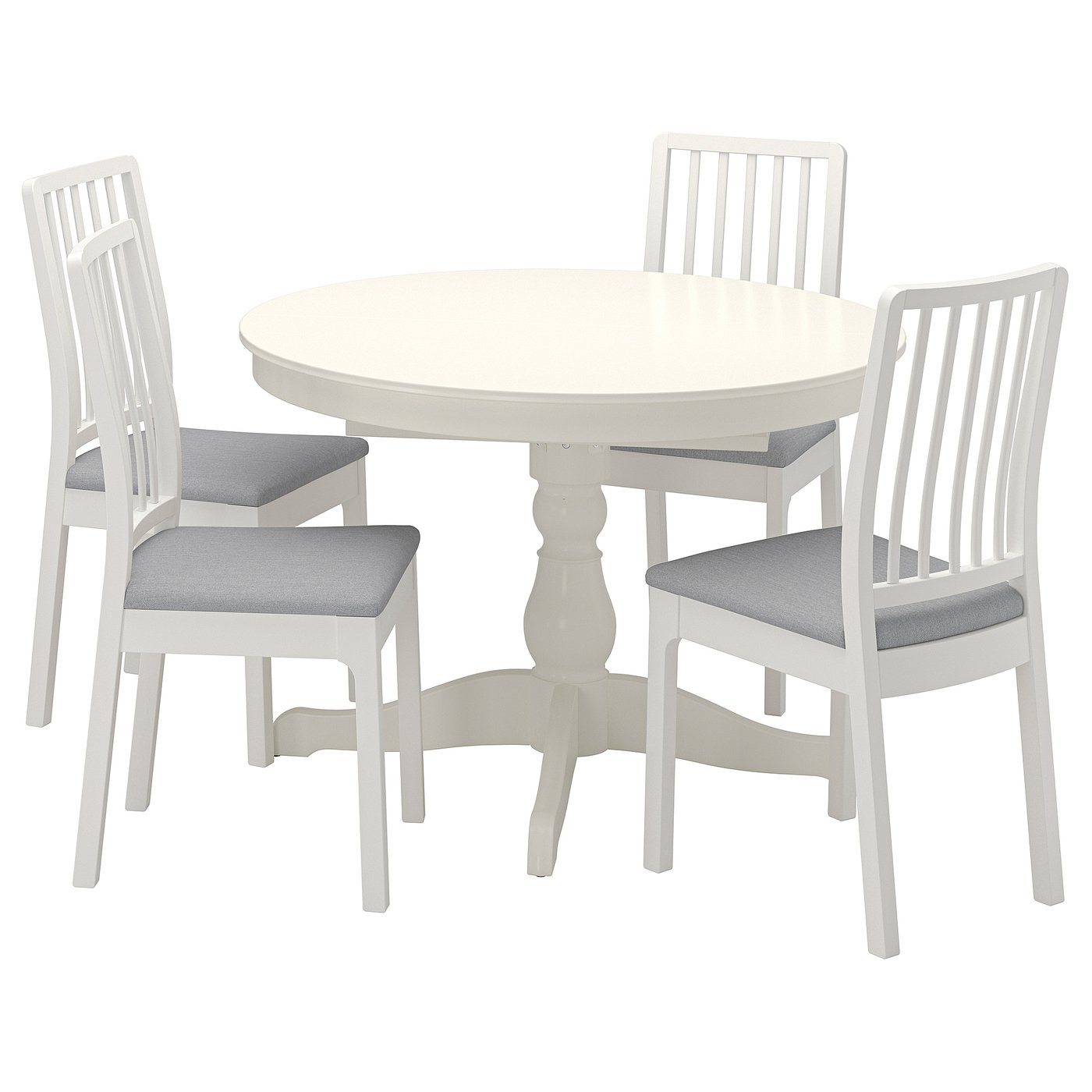 INGATORP EKEDALEN Dining Table And 4 Chairs White White Ramna Light 