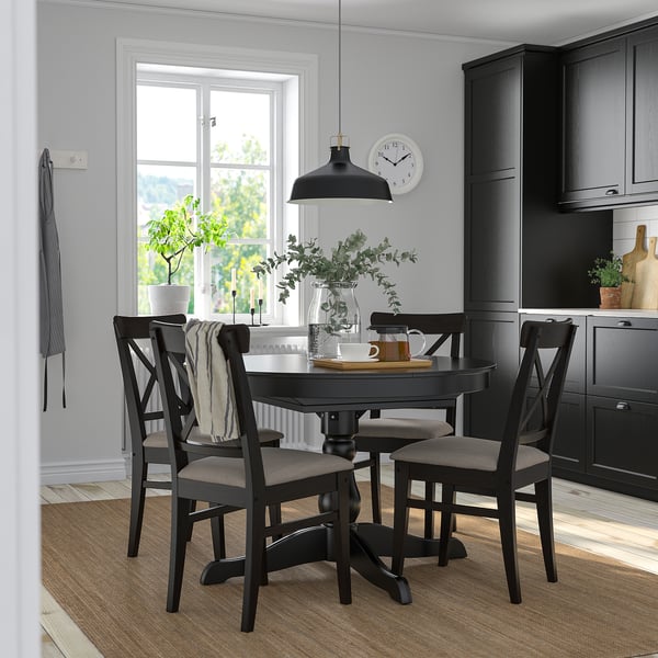 INGATORP Extendable table, black, 110/155 cm
