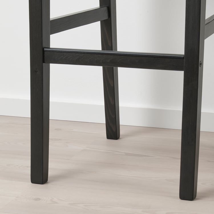 INGOLF bar stool with backrest, brownblack/Nolhaga greybeige, 75 cm