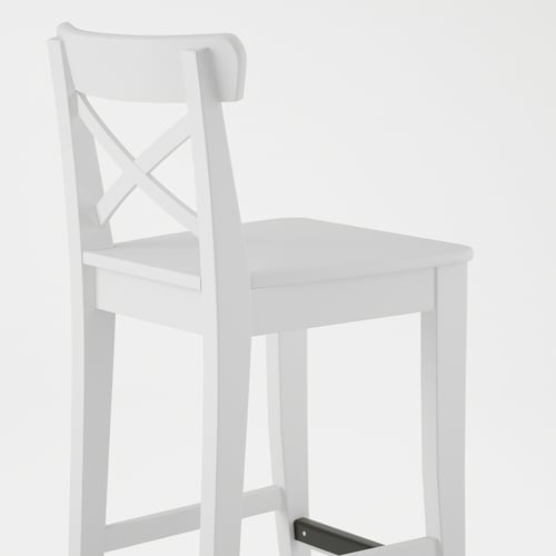 INGOLF bar stool with backrest, white, 63 cm IKEA