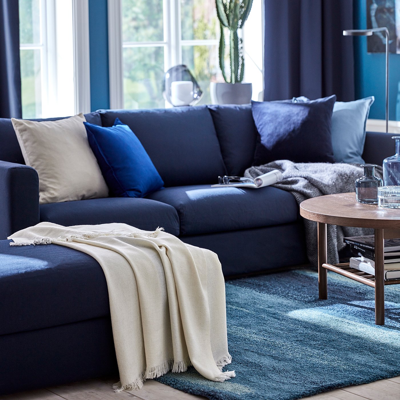 blue couch throw