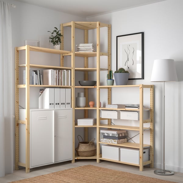 IVAR pine, white, 3 sections/corner - IKEA
