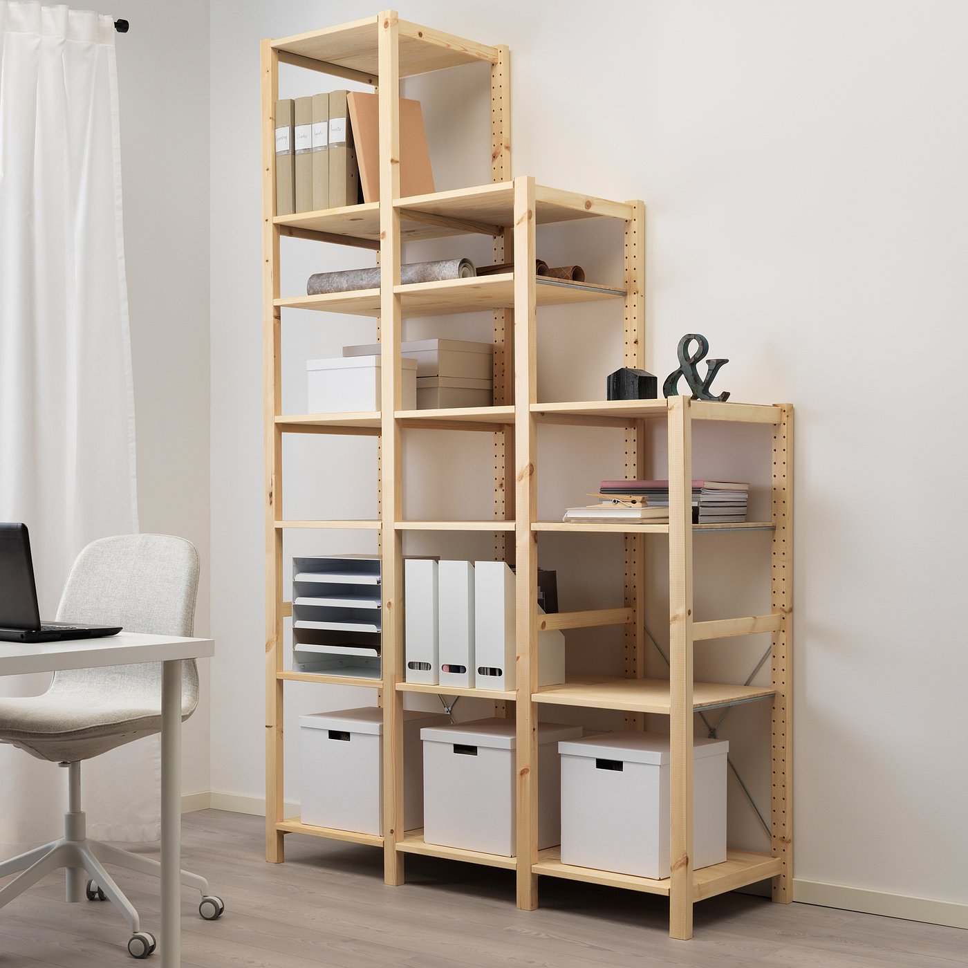 IVAR pine, 3 sections/shelves, Width 139 cm IKEA