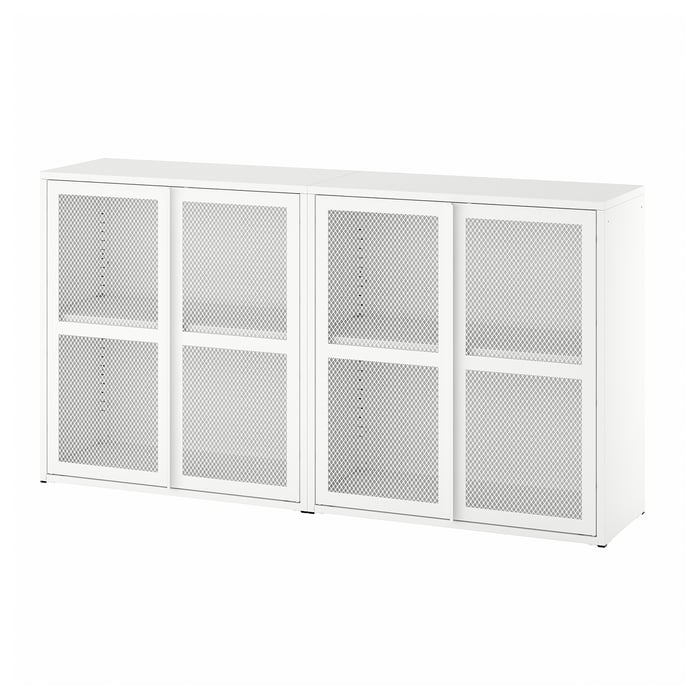 IVAR with doors, white mesh, 160x30x83 cm IKEA