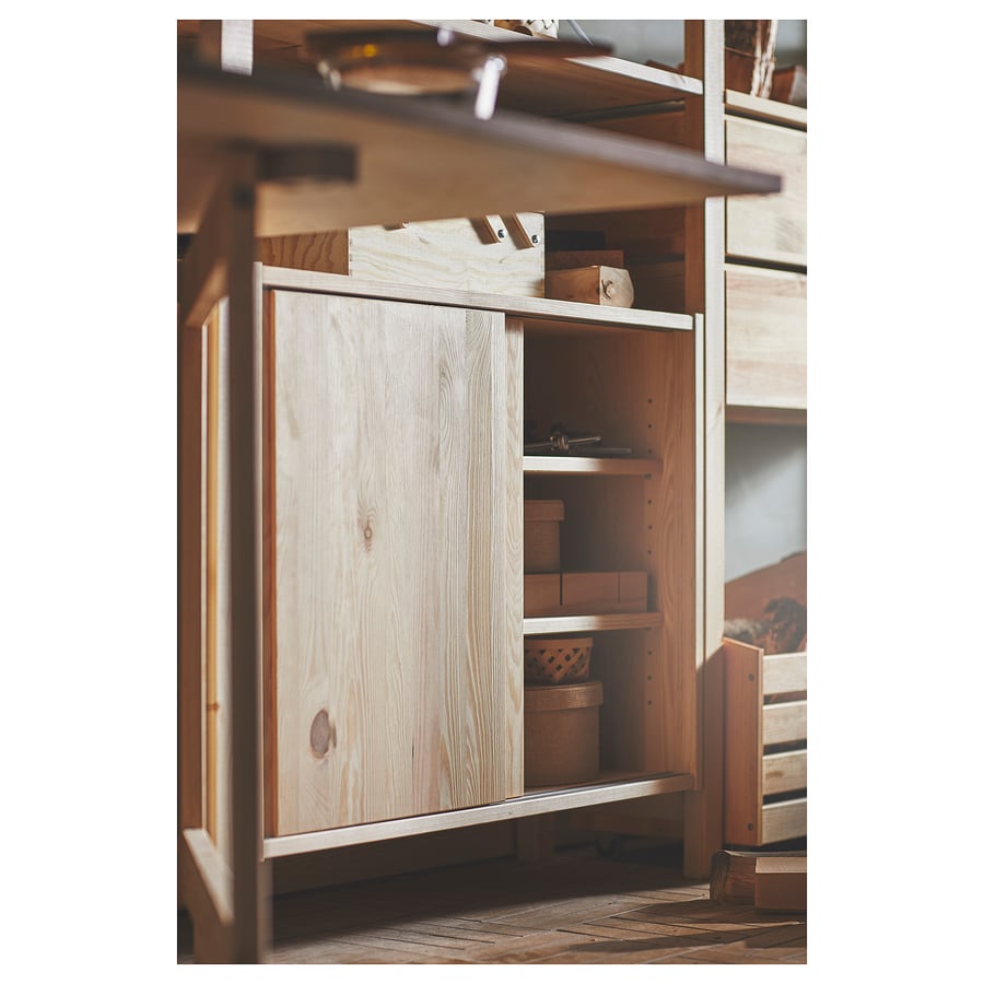 IVAR with sliding doors, pine, 80x30x60 cm IKEA