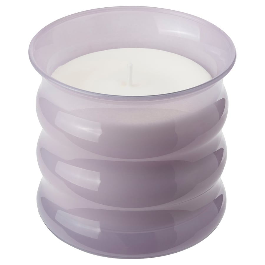 JÄMNMOD scented candle in glass, Sweet pea/purple, 50 hr IKEA