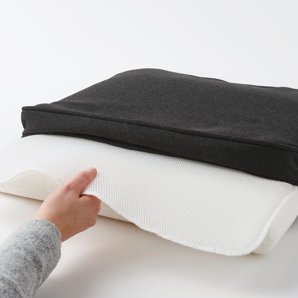 JÄRPÖN/DUVHOLMEN Chair cushion, outdoor, anthracite, 44x44 cm