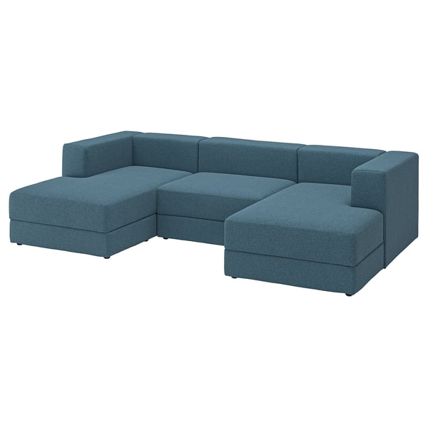 JÄTTEBO 3,5-seat mod sofa w chaise longues, armrests Axvall/dark grey-blue