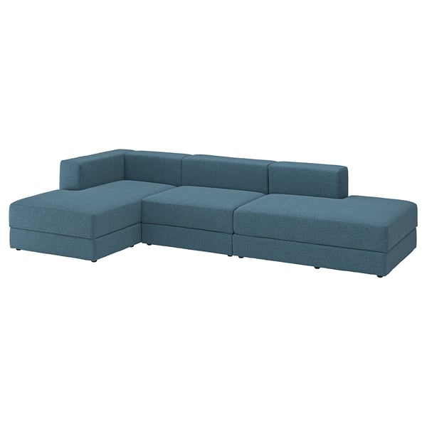 JÄTTEBO 3,5-seat mod sofa w chaise longues, Axvall dark grey-blue