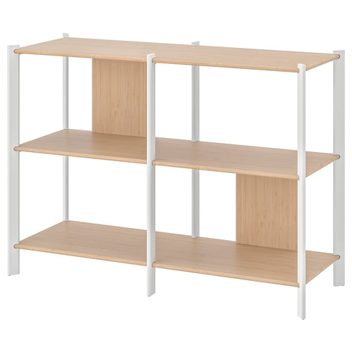 JÄTTESTA Shelving unit - white/light bamboo 120x85 cm