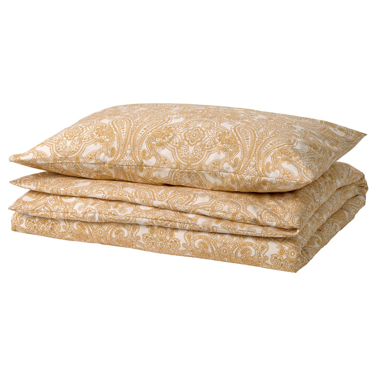 JÄTTEVALLMO Printed Yellow/White Duvet cover and Pillowcase, 150x200