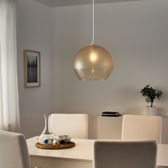 JAKOBSBYN pendant lamp shade, frosted glass/light brown, 30 cm IKEA