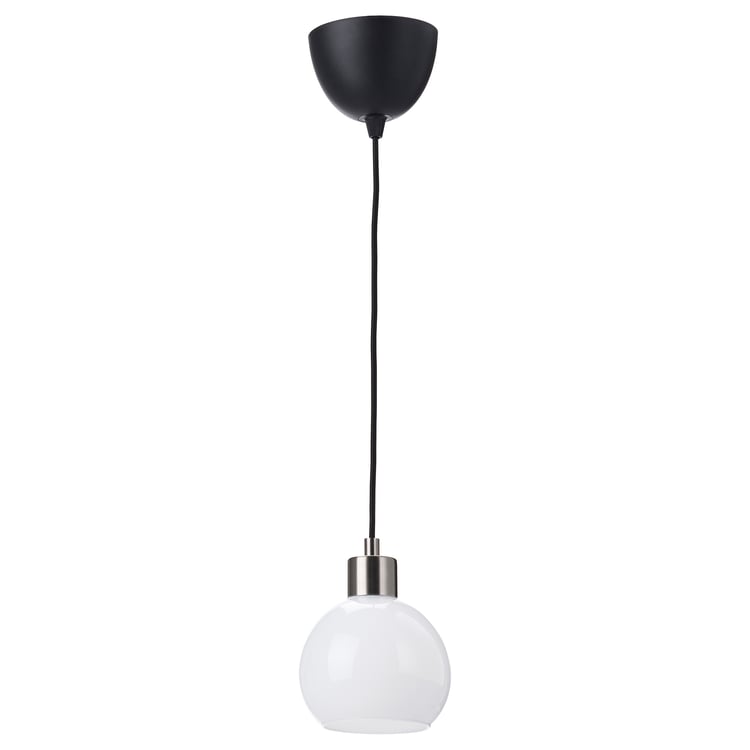 JAKOBSBYN / SKAFTET pendant lamp, white/nickelplated, 15 cm IKEA