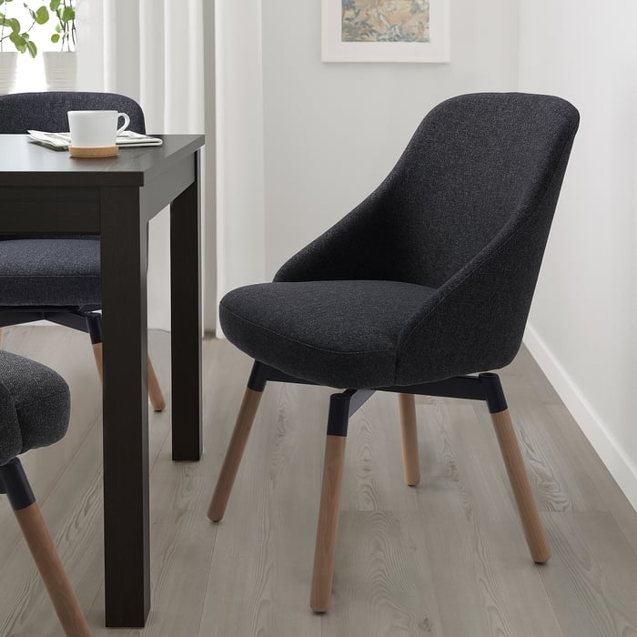 JANOLOF swivel dining chair, Gunnared dark grey - IKEA UK