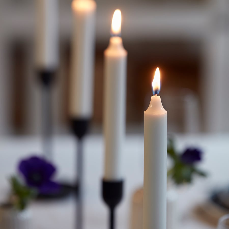 JUBLA unscented chandelier candle, white, 19 cm6 hr - IKEA UK