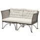 Option: JUTHOLMEN 2-seat modular sofa, outdoor, dark grey/Kuddarna light grey-beige