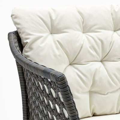 JUTHOLMEN 3-seat modular sofa, outdoor, dark grey/Kuddarna beige, 210x73 cm