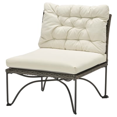 JUTHOLMEN Easy chair, outdoor, dark grey/Kuddarna beige, 65x73x83 cm