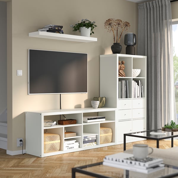 KALLAX / LACK TV storage combination, white, 224x39x147 cm - IKEA