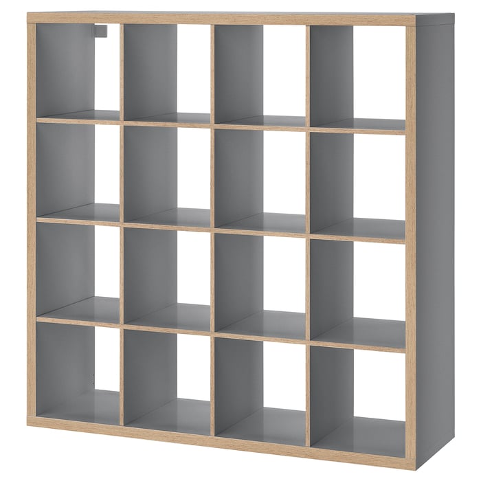 KALLAX cube storage unit, grey, wood effect, 147x147 cm IKEA