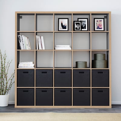KALLAX Shelving unit, grey/wood effect, 182x182 cm
