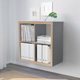 KALLAX Shelving unit, grey/wood effect, 77x77 cm