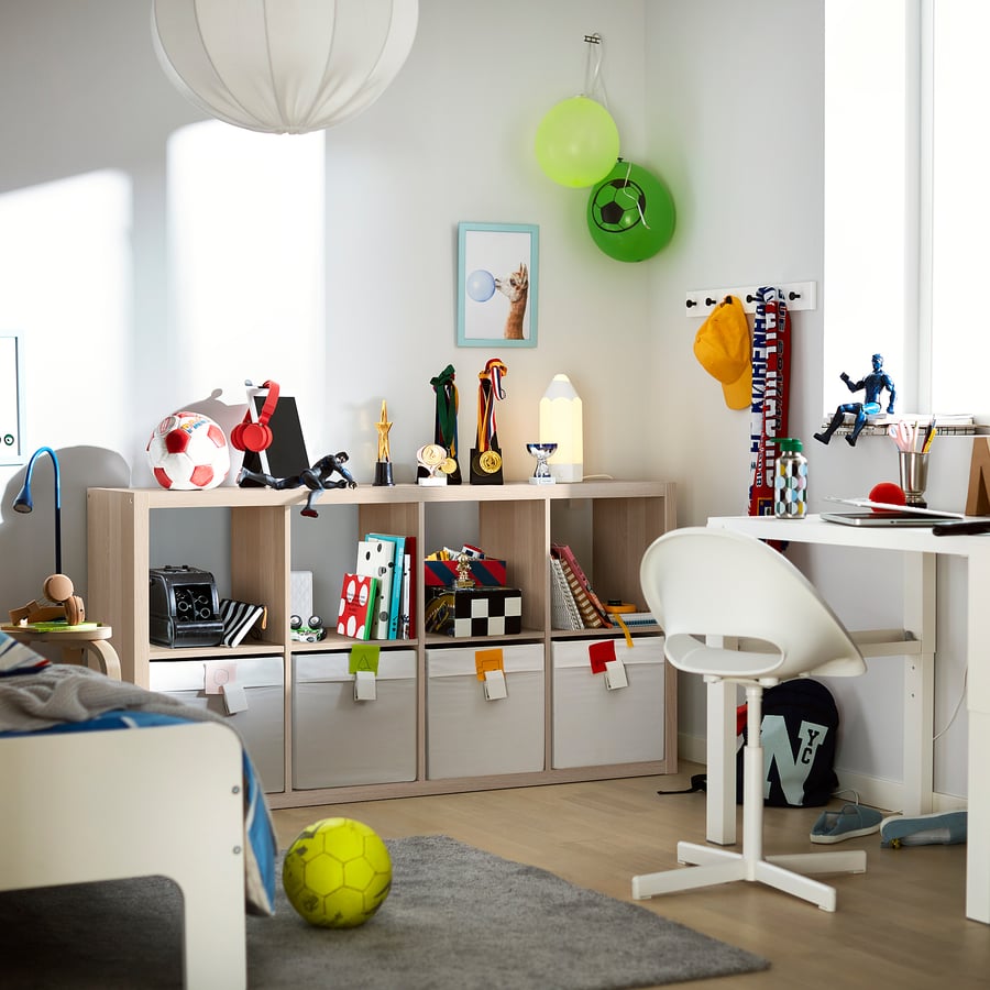 KALLAX cube storage unit, white stained oak effect, 77x147 cm - IKEA