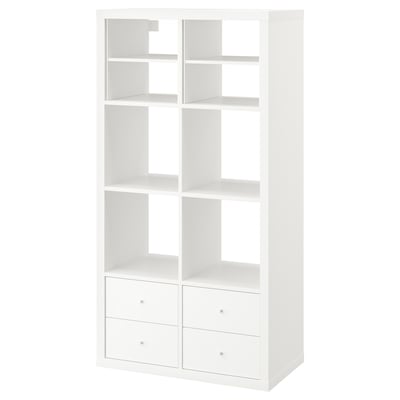 KALLAX cube storage unit, with 4 drawers with 2 shelf inserts white ...