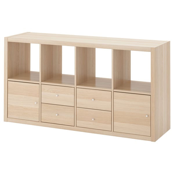 KALLAX white stained oak effect, Shelving unit with 4 inserts, 77x147 cm -  IKEA