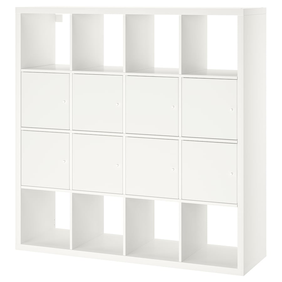 KALLAX cube storage unit with 8 inserts, white, 147x147 cm IKEA