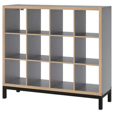 KALLAX Shelving unit with underframe, grey wood effect/black, 147x129 cm