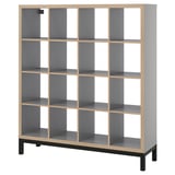 KALLAX Shelving unit with underframe, grey wood effect/black, 147x164 cm