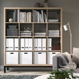 KALLAX Shelving unit with underframe, grey wood effect/black, 147x164 cm