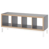 KALLAX Shelving unit with underframe, grey wood effect/white, 147x59 cm