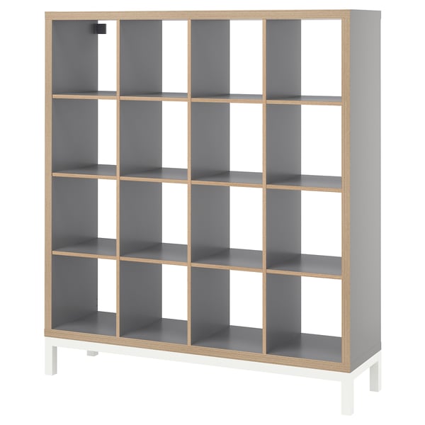 KALLAX Shelving unit with underframe, grey wood effect/white, 147x164 cm
