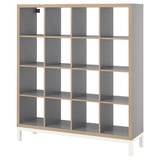 KALLAX Shelving unit with underframe, grey wood effect/white, 147x164 cm