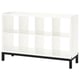 KALLAX Shelving unit with underframe, high-gloss/white/black, 147x94 cm