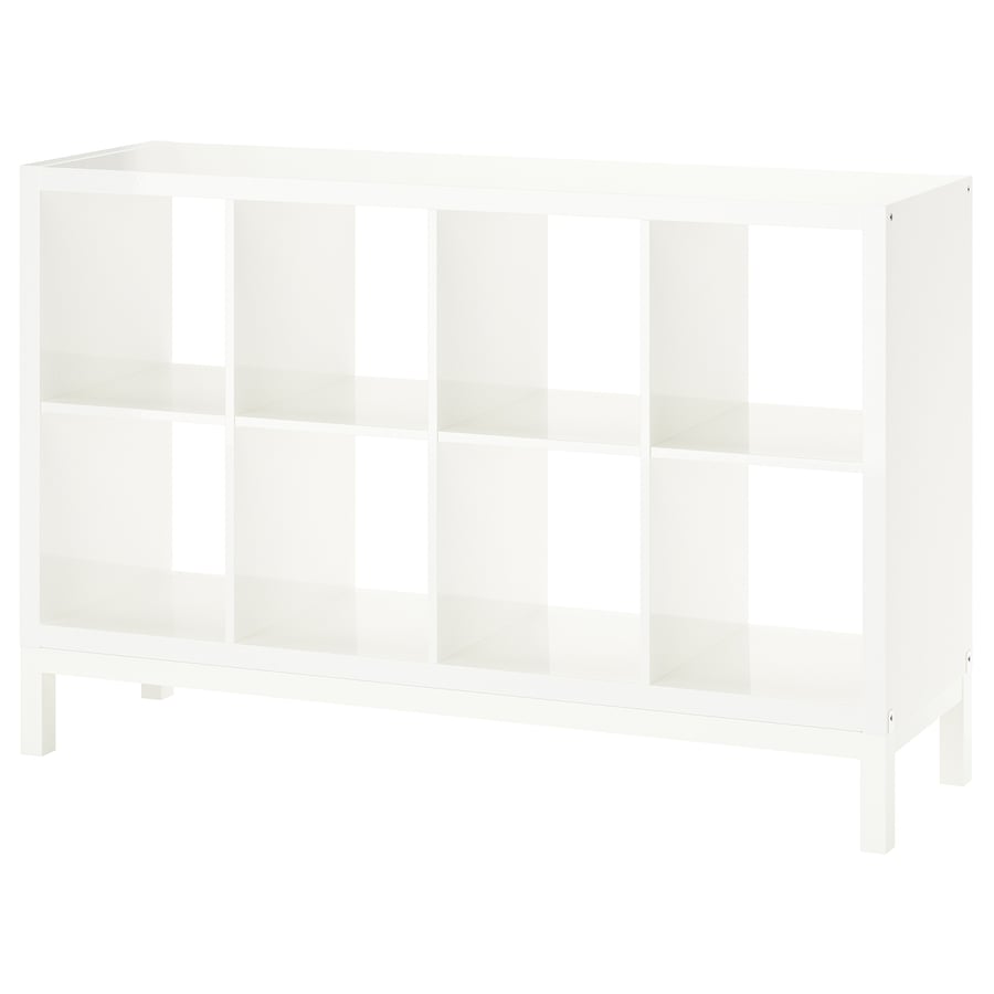 KALLAX cube storage unit with underframe, highgloss/white/white