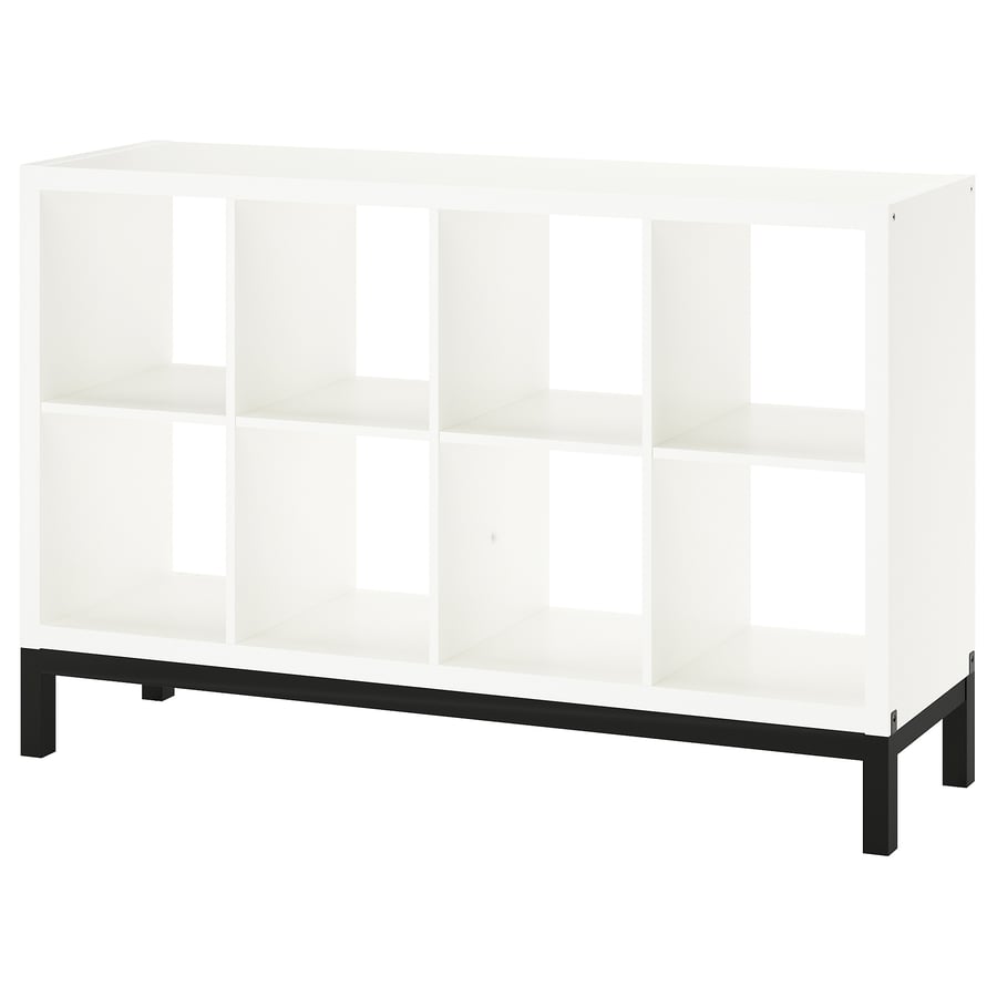 KALLAX cube storage unit with underframe, white/black, 147x94 cm IKEA