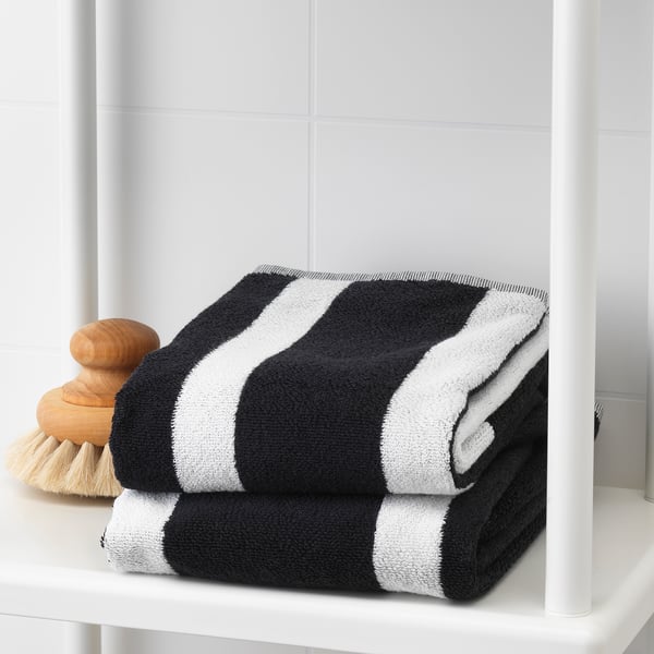 KINNEN Hand towel black/white IKEA