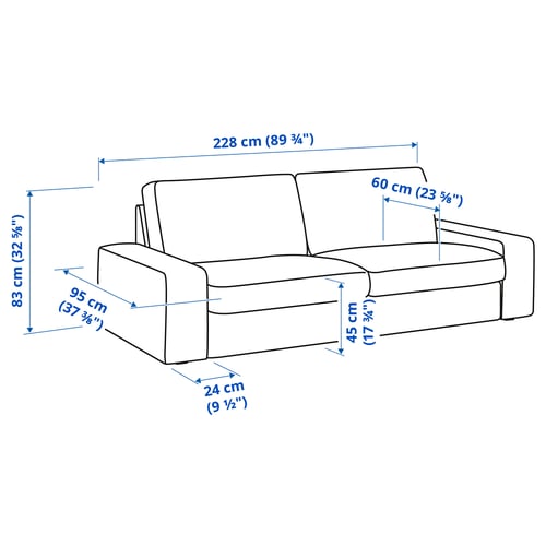 KIVIK 3-seat sofa, Grann/Bomstad black