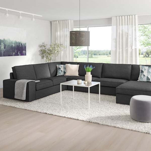 KIVIK Corner sofa, 6seat w chaise longue, Hillared anthracite IKEA