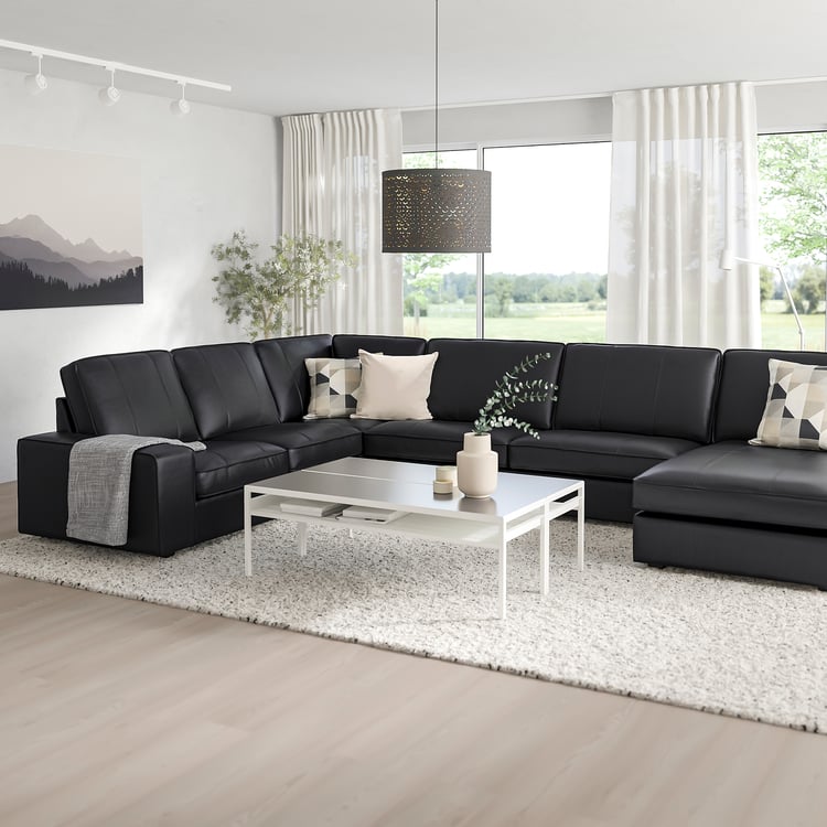 KIVIK corner sofa, 6 seater with chaise longue, Grann/Bomstad black