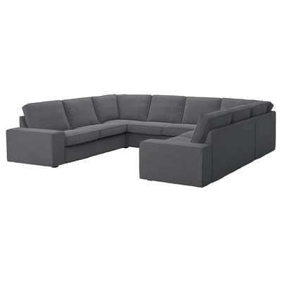 KIVIK U-shaped sofa, 6 seat, Tallmyra medium grey