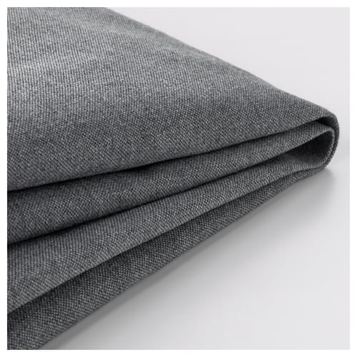 Close-up of grey fabric showing texture and quality. Multiple folds highlight softness and durability.