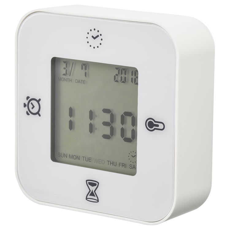 KLOCKIS white digital alarm clock, 7x7cm IKEA
