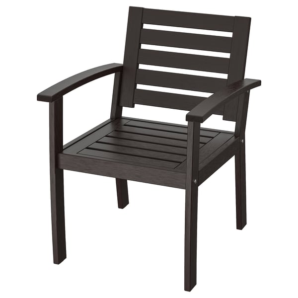 Kloven Black Brown Chair With Armrests Outdoor Ikea