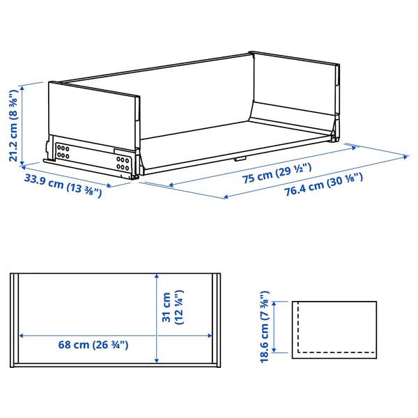 KNIVSHULT Drawer, high, dark grey, 80x37 cm